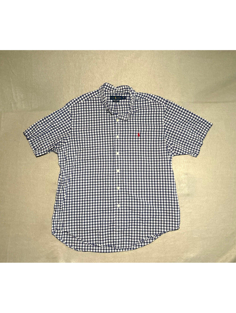 Ralph Lauren Classic Fit XL Blue/White Check Short Sleeve Button-Down Shirt